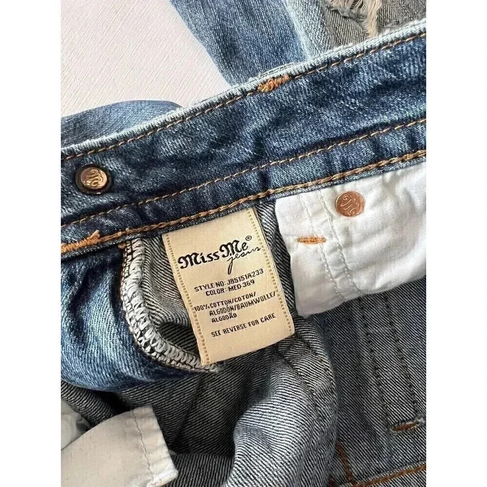 Miss Me Womens Lightwashed Distressed Boyfriend Ankle Denim Jeans Size 26 - Picture 10 of 15